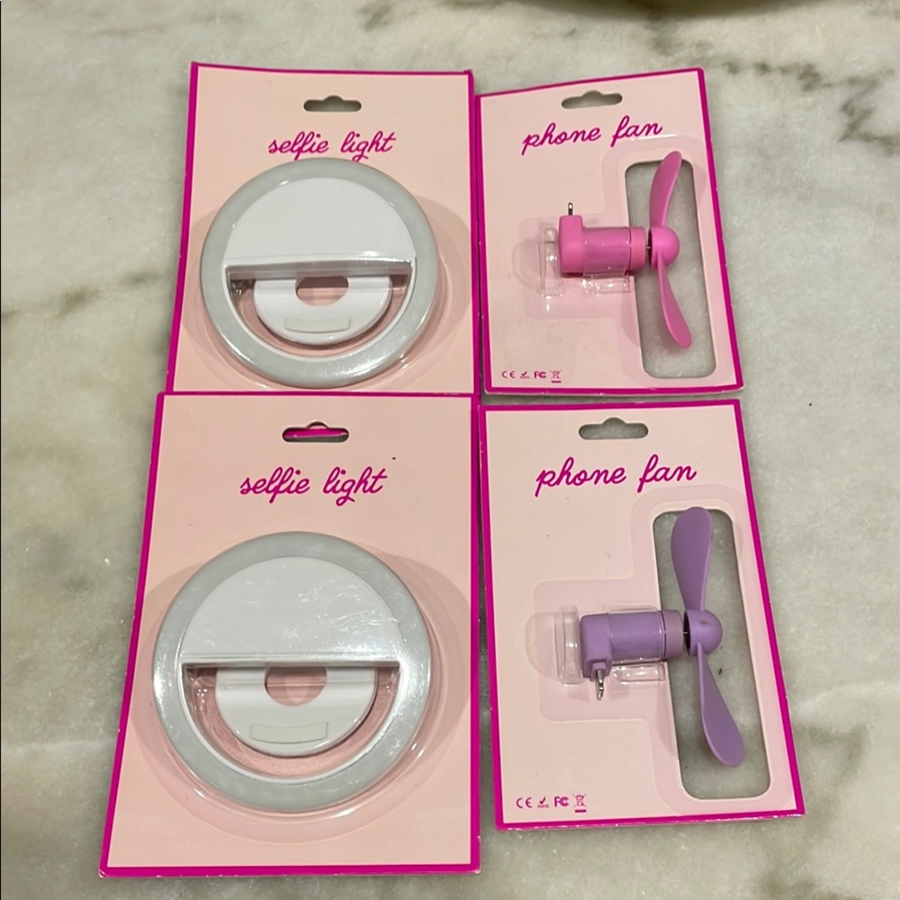 Selfie Light and Phone Fan Set - White and Purple
